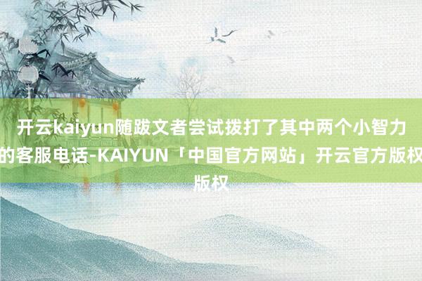 开云kaiyun随跋文者尝试拨打了其中两个小智力的客服电话-KAIYUN「中国官方网站」开云官方版权